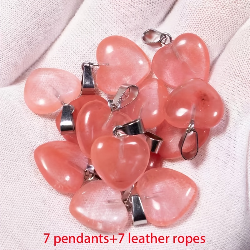 Natural Stone Heart-Shaped Pendant Set for DIY